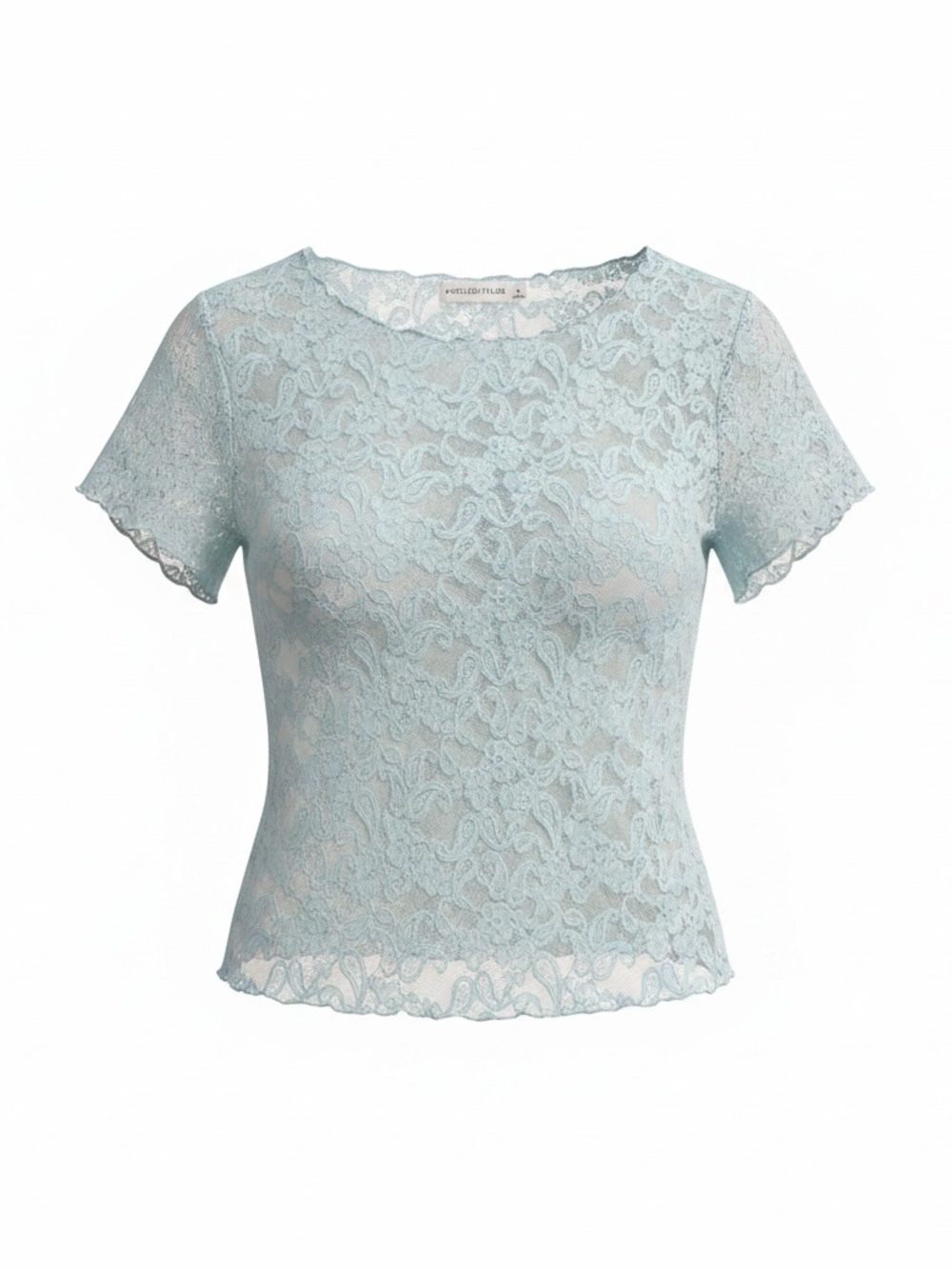 Avec Les Filles Mint Green Lace Top Size M Sheer Stretch Floral